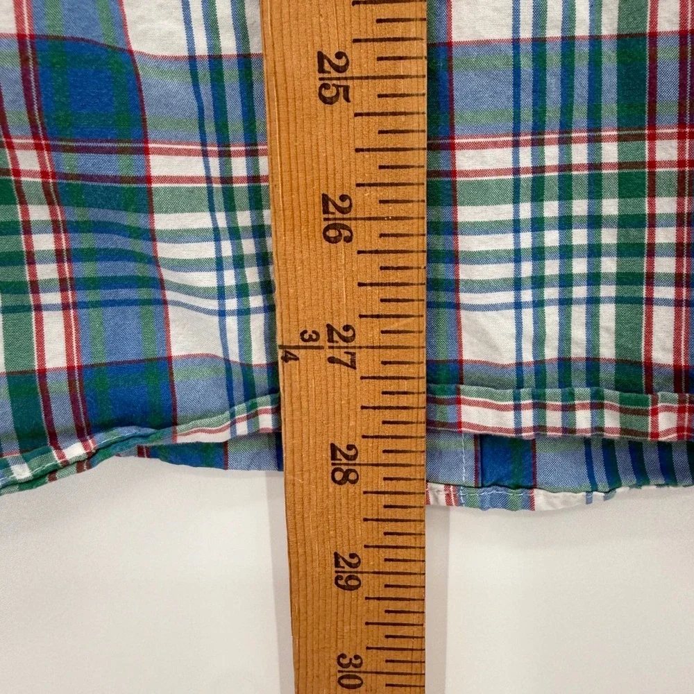 J.Crew Button Down Mens Small Blue Green Plaid Classic Fit Cotton Shirt Casual